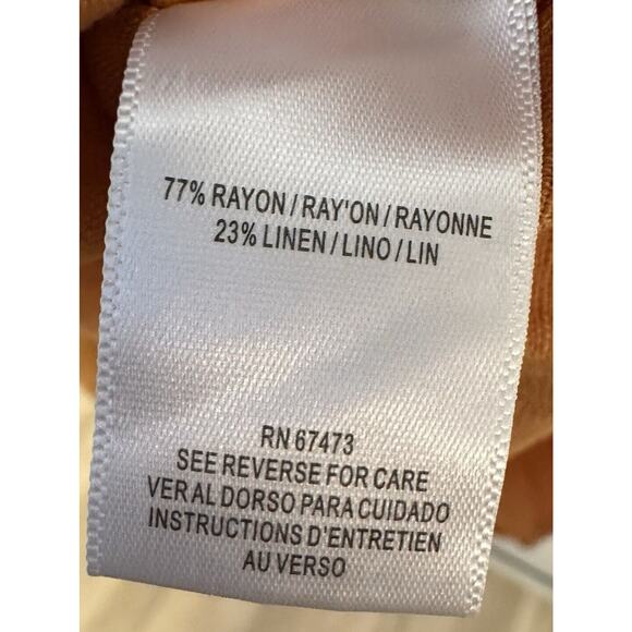 Maison Tara 18W Dress Linen Blend Squareneck Sleeveless Belt Lagenlook Orange - Picture 9 of 9